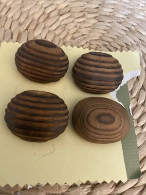 Lote de 4 botones de madera natural maciza de 4 agujeros de 1-3/4 pulgadas artesanías de costura vintage Foto 1 de 4