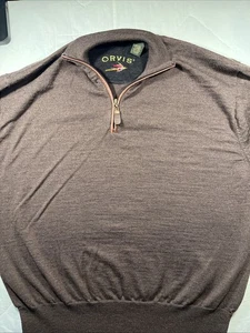 Orvis Herren Merinowolle 1/4 Zip Pullover Sweater Gr. XL braun Reitsport Jäger - Bild 1 von 4
