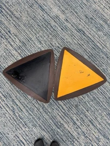 MCM (2) Arthur Umanoff Walnut Stacking End Triangle Guitar Pick Tables  - Picture 1 of 19