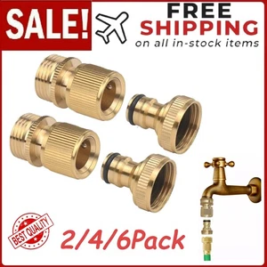 Water SOLID Quick Connect 3/4" Garden Hose Fit Female Male Brass Connector Set~ - Picture 1 of 10
