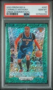 2023 Prizm Deca #287 Carmelo Anthony Green Shimmer FOTL /12 PSA 10 GEM MINT - Picture 1 of 2