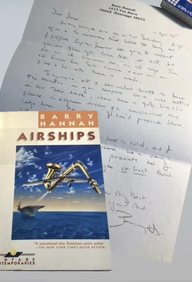 Barry Hannah / Airships / 1st VTG, 1985 / + Handwritten Letter From BH / 1995 - Image 1 of 4