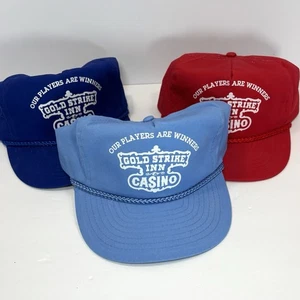 Juego De 3 Sombreros De Camionero Nissin Vintage Gold Strike Inn Casino Mississippi Años 90’s - Imagen 1 de 9