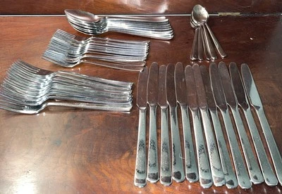 Herdmar Portugal 18/10 Stainless Etched Flatware  Settings 48 Pieces - Image 1 of 4
