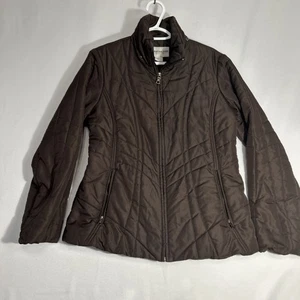 Weather Tamer Women’s Medium Quilted Puffer Jacket Coat Brown      No Hood - Picture 1 of 10