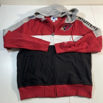 NUEVO Arizona Cardinals Sudadera con Capucha Cremallera Completa L Starter Lateral Color Block Player Foto 1 de 4