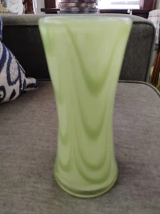 Vintage limettengrüne gezogene Feder dicke Glasvase 6" - Bild 1 von 5