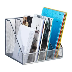 Magazine file Document Holder Paper Storage Rack Desktop Tidy 4 Compartments - Picture 1 of 15