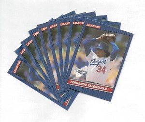 LOT OF NINE 1986 LEAF BASEBALL #91 FERNANDO VALENZUELA PACK FRESH MINT .99 SHIP