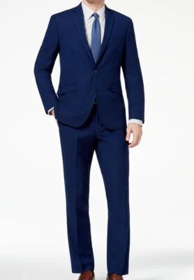 $396 Kenneth Cole Para hombres Azul Ajustado Chaqueta Pantalones 2 Piezas Traje Talla 40S Foto 1 de 4