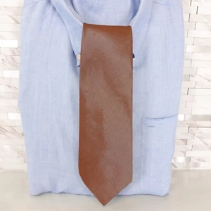 Brown Shiny Caramel Solid Neck Tie Mens Silk Camel Nude Luxury Modern KAI LONG - Picture 1 of 10