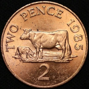 GUERNSEY ~ 1985 ~ 2 Pence ~ AU++/UNC World Coin ☘️ W-#1293 ☘️ - Picture 1 of 2