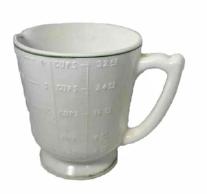 Vintage Deco Hazel Atlas Glass Milk Glass 4 Cup Measure Green Stripes c.1930 - Picture 1 of 7