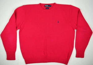 Vintage Polo Ralph Lauren Sweater Size L 80s Coral Crew Neck Mid Weight Cotton - Picture 1 of 8