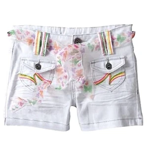 SO Big Girl's Belted Inner Adjustable Waistband White Denim Shorts Size 8 - NWT - Picture 1 of 4