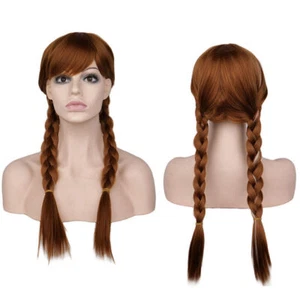Frozen Anna Brown Braided Women Children Girl Wigs Princess Long Hair Cosplay - Picture 1 of 4