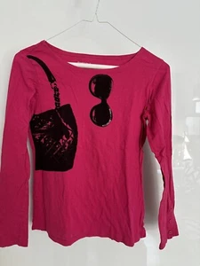 GAP Kids T-shirt Girl XL 12 ECU Dark pink with Sunglasses and Handbag design - Picture 1 of 7