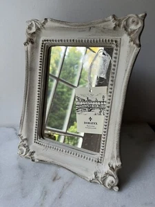 ORNATE White ornate Easel Back Table Top Easel Mirror 9”x6.5” Italy Wood - Picture 1 of 14