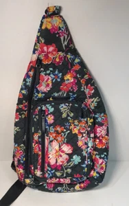 Vera Bradley Sling Backback Pretty Poisies pattern Gray floral EUC - Picture 1 of 10
