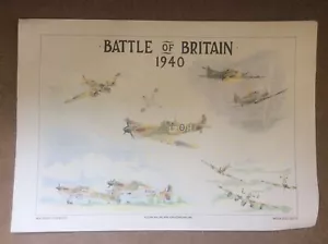 WW2 Battle of Britain 1940 Planes Aircraft in flight Drawing Print WW2 Poster - Picture 1 of 6