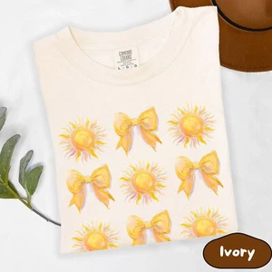 Colorful Sunshine Coquette Bow T-Shirt, Shirt For Mom, Gift For Friend - Picture 1 of 19