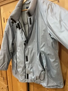 Blue Silver Metallic Italian Duck Down Coat Venezia Label Size 22-24 - Picture 1 of 13