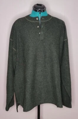 Suéter de lana de cordero pura y simple para hombre talla grande verde  Foto 1 de 4