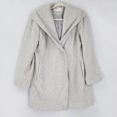 Calvin Klein Coat Womens 12 Light Gray Wool Blend Shawl Collar Classic Career - Image 1 of 4