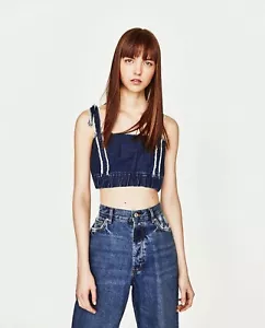 TOP ELÁSTICO DE MEZCLILLA PARA MUJER ZARA TALLA XS - Imagen 1 de 6