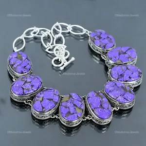 Collar de plata de ley 925 con cadena Charoite de cobre natural esposa vintage - Imagen 1 de 6