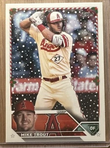 2023 Topps Holiday #H27 Mike Trout Candy Cane Bat SP Variation - Picture 1 of 2