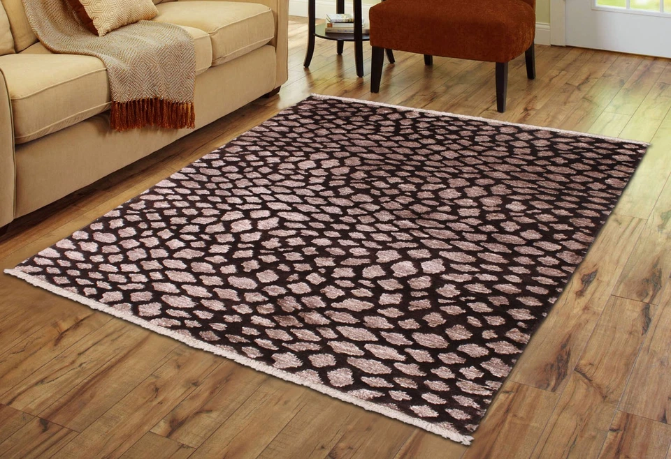 Contemporary Brown Carpets Hand-Knotted Wool Area Rugs Living Room Décor 3x5 ft - Image 1 of 4