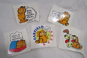 Vintage Garfield Odie Stickers Five Assorted Singles GUC Vintage 1980s - Picture 1 of 13