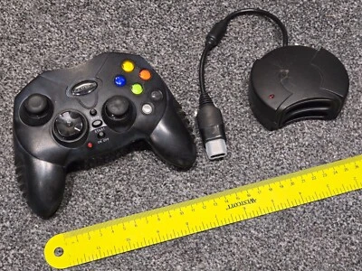 MICROSOFT XBOX ORIGINAL WIRELESS CONTROLLER GAME CONTROL PAD RF GAMEPAD Black OG - Image 1 of 4