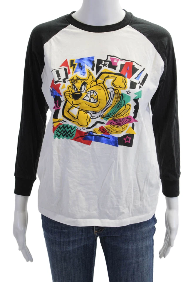 Desigual Girls Long Sleeves Crewneck Graphic T-Shirt White Black Size 13/14 - Image 1 of 4