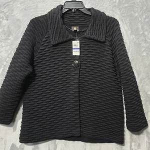 NWT JM Collection Shawl Jacket Textured Black XL Jeweled Formal Classic - Picture 1 of 8