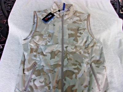 NUEVO CON ETIQUETAS Ralph Lauren RLX Chaleco de Golf, Hombre M, $188, Bolsillos, Camuflaje Marrón Claro, Mezcla Foto 1 de 4