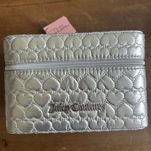 Juicy Couture Make-up Reisetasche Etui Spiegel Kosmetik Zug Etui Silber Metallic - Bild 1 von 6