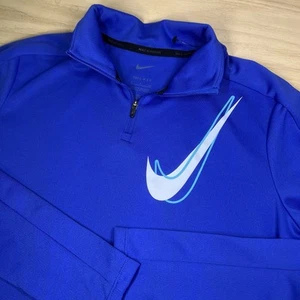 Pullover Nike Running 1/4 Cremallera Para Hombre Pequeño Azul Dri-Fit Rendimiento Manga Larga - Imagen 1 de 7