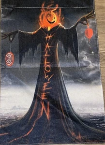 Halloween Flag Pumpkin Scary Head Garden Flag 12X18 Double Sided Sign Banner EUC - Picture 1 of 7
