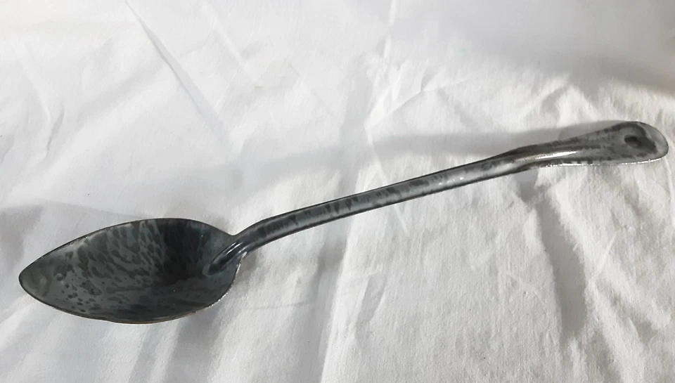 VTG Gray Graniteware Enamelware Spoon with 11.5" Long Handle▪︎No Rust! - Image 1 of 4