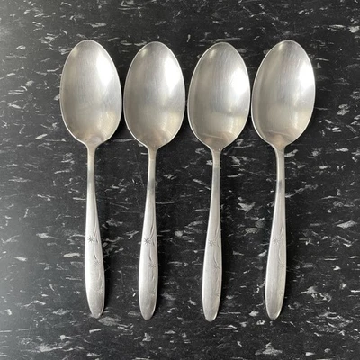 "4 cuchara sopera Gorham Sterling 1956 Celeste 7 1/8"" Atomic Starburst Mid Century" Foto 1 de 4