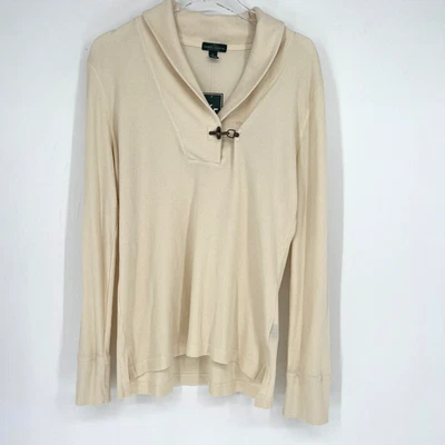 Suéter Ralph Lauren Mujer XL Preppy Old Money Waffle Tejido Crema Elegante Foto 1 de 4