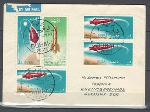 DUBAI ARAB EMIRATES SPACE POSTAL USED COVER TO GERMANY SEE 2 SCANS LOT(DUB 250) - Picture 1 of 2