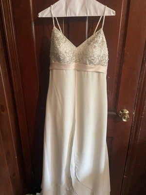 Beautiful Eden’s Bridal Cream Colored With Beading Wedding Dress Size 12 - Image 1 of 4
