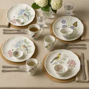 Lenox Butterfly Meadow Flatter 4er Set Multicolor Porzellan Tassen - Bild 1 von 4