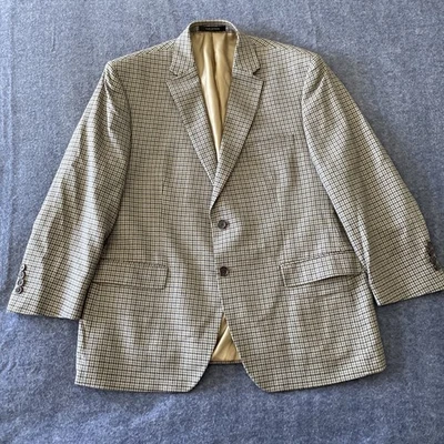 Lauren Ralph Lauren Blazer 44S Silk Wool Brown Tan Gingham Check Sport Coat LRL - Image 1 of 4