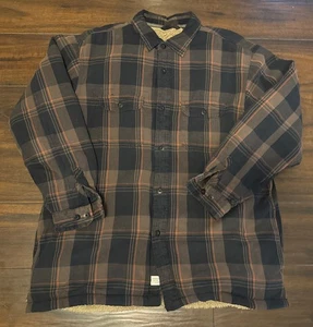 Timberland Flanell Hemdjacke Herren Gr. L orange kariert Fleece gefüttert Shacket - Bild 1 von 11