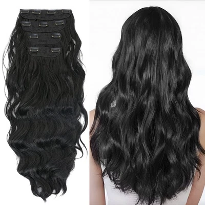 200g Clip in Extensions Gewellte Haarextension mit Clips Schwarz Braun Hellbraun - Bild 1 von 4
