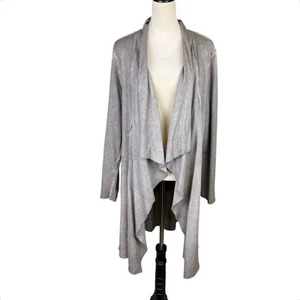 Vocal XL Taupe Vintage Wash Long Sleeve Draped Open Cardigan Layering Sweater - Picture 1 of 11